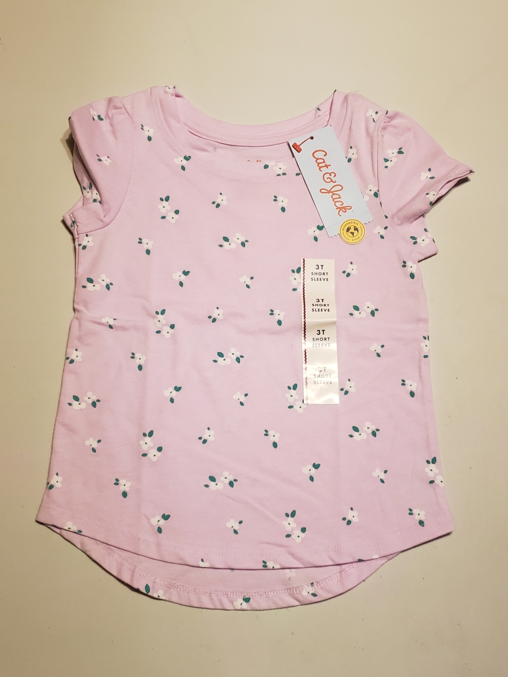 Cat & Jack Light Purple Floral Short Sleeve Tee